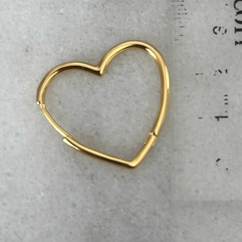 Gold Heart Shaped Hoop Earrings Brand New
